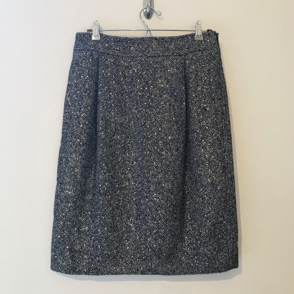 Tory Burch Navy Tweed Skirt - Picture 2 of 8